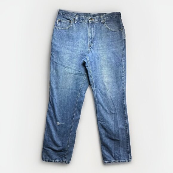 VTG Carhartt Jeans Mens 36x34 Relaxed Fit Work Jeans Medium Wash Denim Rental - Picture 1 of 8